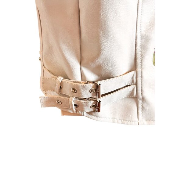 Ly Varley Lin Faux Leather Moto Jacket Size S Floral Embroidery Studded Y2K NWT - Picture 9 of 16